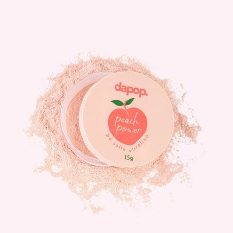 Pó Solto Ultrafino Dapop Peach Power 15g Acabamento Natural Controle de Brilho Maquiagem