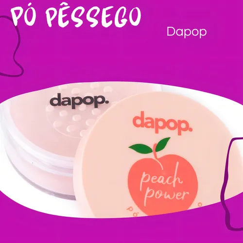 Pó Solto Ultrafino Dapop Peach Power 15g Acabamento Natural Controle de Brilho Maquiagem